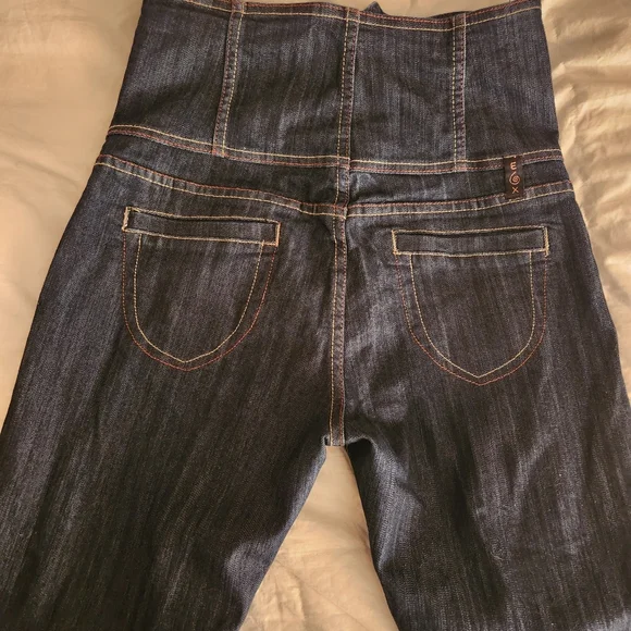 Denim/jeans very high waist stitched blue size 9 - Picture 3 of 10